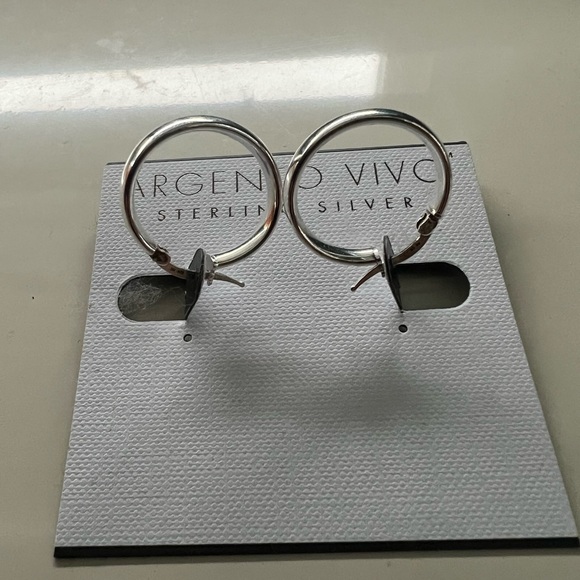 Argento Vivo Sterling Silver .925 Small Hoop Earrings - Picture 2 of 3